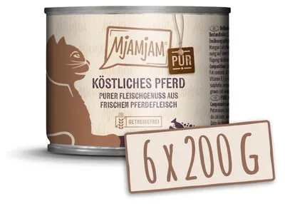 Produktbild von MjAMjAM - Premium Nassfutter für Katzen - purer Fleischgenuss - köstliches Pferd
