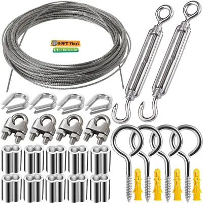 Productafbeelding van 15 meter staalkabel, 2 mm dik, met PVC-coating, roestvrijstalen kabel, tuindraad voor klimplanten