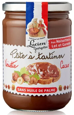 Produktbild von Lucien Georgelin Kakao-Haselnuss-Aufstrich ohne Palmöl - Französische Delikatesse 400 Gramm