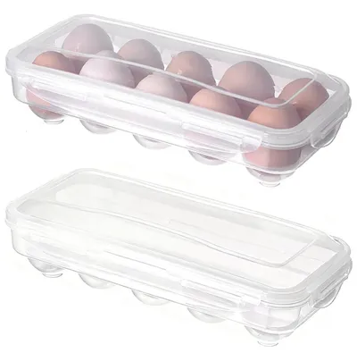 Eierdöschen mit Deckel, transparent, stapelbar, 2er-Set, 20 Eier