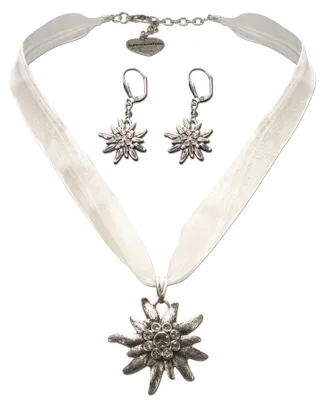 Produktbild von Alpenflüstern Trachtenschmuck-Set Organza-Trachtenkette und Ohrhänger Strass-Ede