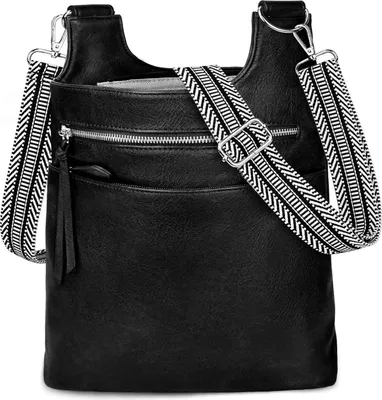 Produktbild von TEUEN Umhängetasche Damen Mittelgroß Kunstleder Crossbody Schultertasche Schwarz