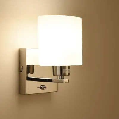 Productafbeelding van Wandlamp voor binnen, E14 wandlamp met schakelaar, vintage design, chromen afwerking