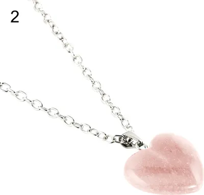 Produktbild von Mode Herz Naturstein Anhänger Halskette Frauen DIY handgemachten Schmuck Geschenk-2