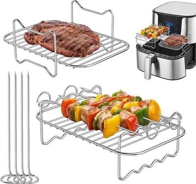 Obrázok produktu pre Držiak na špízy do fritézy – 4 kusy – z nehrdzavejúcej ocele 304 – príslušenstvo na grilovanie a pečenie.