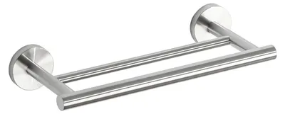 Obrázok produktu pre Držiak na uteráky do kúpeľne, 30 cm, dvojitý, nerezová oceľ, brúsený povrch, montáž pomocou skrutiek