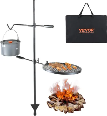 Zdjęcie produktu dla Obrotowy rożen stalowy 360 x 360 mm, grill węglowy Dwuwarstwowy ruszt do grillowania Stojak do grillowania 6 kg udźwig 300 ℃ Wolnostojący rożen do grillowania BBQ Wózek do grillowania Grill na zewnątrz