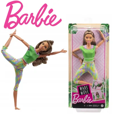 Produktbild von Barbie Made to Move Yoga Turnerin mit grünem Outfit