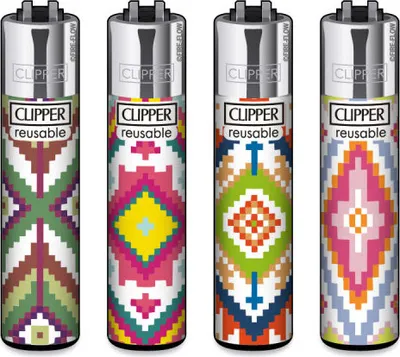 Produktbild von Clipper Reibradfeuerzeuge Patchwork, 4 Stück