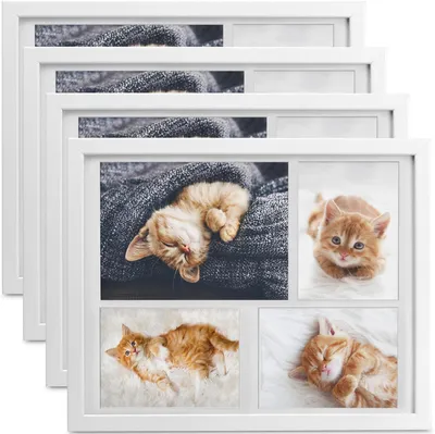 Produktbild von Bomoe 4x Bilderrahmen 10x15 cm & 15x21 cm für 4 Fotos, Weiß