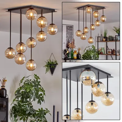 Produktbild von Isorella Deckenlampe aus Metall/Glas in Schwarz/Bernsteinfarben
