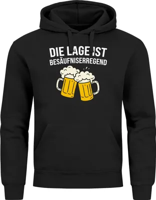 Produktbild von Hoodie Herren für das  – Die Lage ist Besäufniserregend – Ersatz Tracht Pullover Volksfest Bierfest Outfit Spruch Lustig Moonworks®