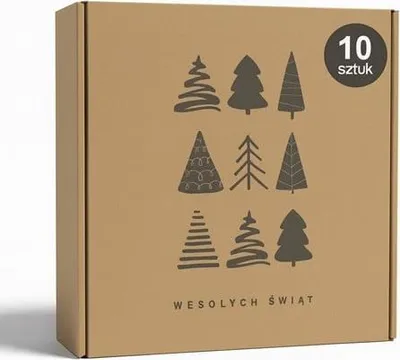 Zdjęcie produktu dla Karton Wykrojnikowy Świąteczny Motyw Choinek 300x300x110mm 10 sztuk