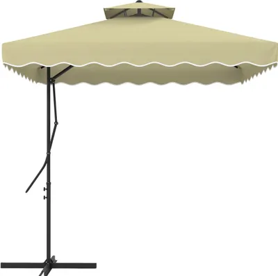 Obrázek produktu pro Slunečník Outsunny 243x243cm balkonový slunečník s UV ochranou, dvojitá stříška, křížový podstavec