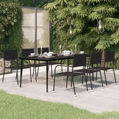 Obrázok produktu pre Maison Exclusive – Záhradný jedálenský stôl, čierny, 200 × 100 × 74 cm, oceľ a sklo