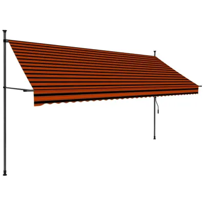 Image de vidaXL Store rétractable manuel avec LED 350 cm Orange Marron