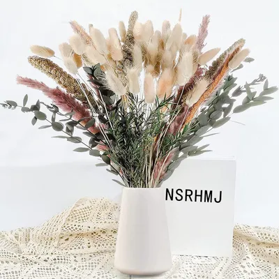 Produktbild von Getrocknetes Pampasgras Deco DIY Vase - Natürliche Getrocknete Blumenstrauß für Boho Interieur (85 Stück) trockene Blumen