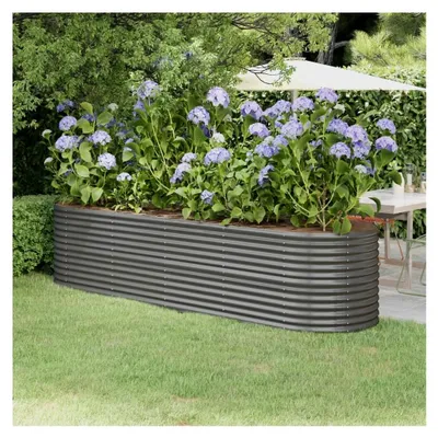 Produktbild von Hochbeet aus pulverbeschichtetem Stahl 296x80x68 cm grau