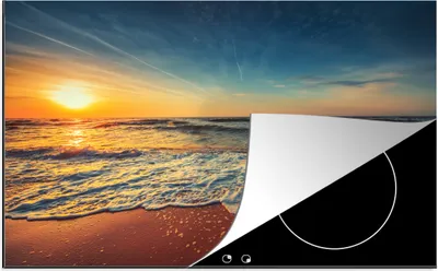 Produktbild von KitchenYeah© Herdabdeckplatte Strand - Meer - Sonnenuntergang - Gold , 80x52cm, Küche Deko, Glaskeramikkochfeld Herdabdeckung, Abdeckplatte fùr Kochfeld