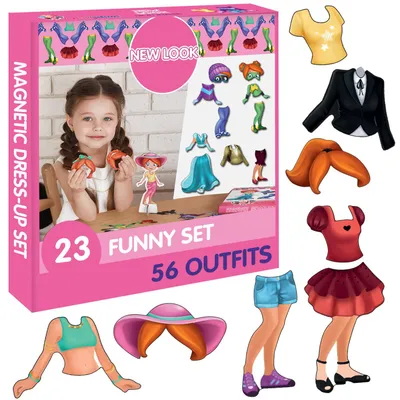 Productafbeelding van Magdum Magnetische Poppen – Verkleedpoppen set – 23 stuks – 56 outfits