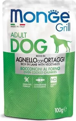 Productafbeelding van Monge Dog Grill Volwassen hondenvoer, stukjes met lam en groenten, 100g