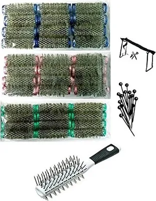 Produktbild von FP Drahtwickler-Set - Metallwickler - Borstenwickler - verschiedene Größen - 36 Stck. + Bürste + Kosmetiktasche (Deutscher Fachhändler!)