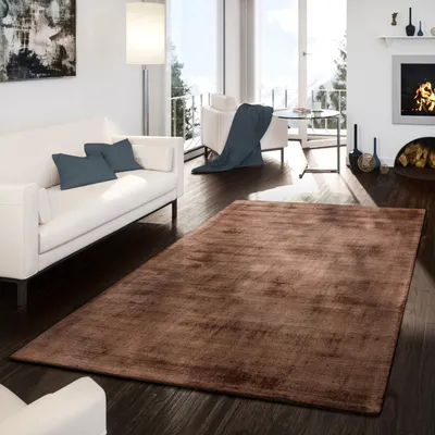 Produktbild von TT Home Wohnzimmer Teppich Viskose Kurzflor Unifarben Used Look Abstraktes Design Modern Größe 80x150 cm