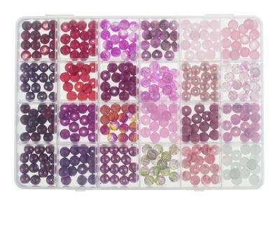 Image de Set de bijoux en perles de verre rouge/rose assorties