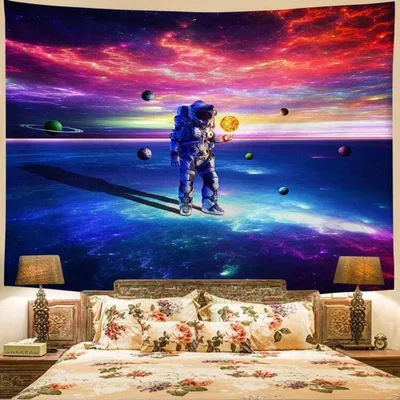 Obrázok produktu pre Nástenná tapiséria astronaut, 100% polyester, nástenná dekorácia