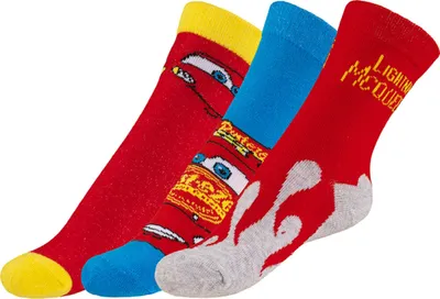 Produktbild von Kindersocken Cars 2 - Set aus 3 Paaren - 31-34 - Rot,Gelb,Blau,Grau