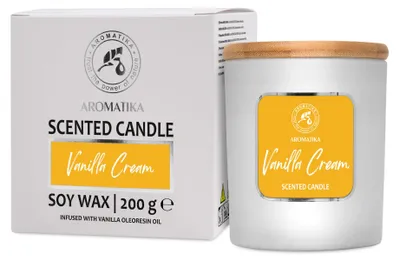 Sojakerze Vanilla Cream 200 g – Vanilleduft, 45 h Brenndauer