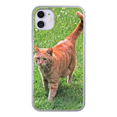 Produktbild von MuchoWow® Handyhülle Schutzhülle Hülle für iPhone 11 Katze - Rot - Katze - Mädchen - Kinder - Jungen - Kind Silikon Softcase Handy Hülle - Handytasche