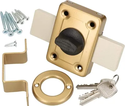 Immagine prodotto di KOTARBAU® Serratura a vite 140 mm Serratura per cassonetti Serratura supplementare Serratura per porte Chiave Serratura supplementare per porte Serratura Serratura per garage Serratura per cancelli Oro