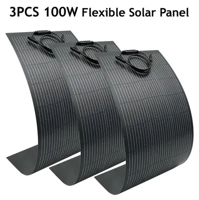 Obrázek produktu pro Sada solárních panelů – flexibilní ETFE 3×100 W (300 W), monokrystalické – vysoká účinnost – nabíjení baterií 18 V – kempování mimo síť