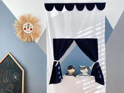 Produktbild von KraftKids Puppentheater Musselin dunkelblau Anker Musselin dunkelblau Anker