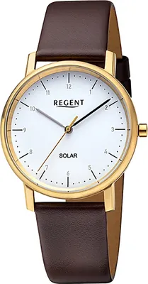 Produktbild von Regent Leder Damen Uhr Armbanduhr Quarz dunkelbraun Lederarmband D2URF1555