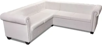 Produktbild von vidaXL Chesterfield-Ecksofa 5-Sitzer Kunstleder Weiß