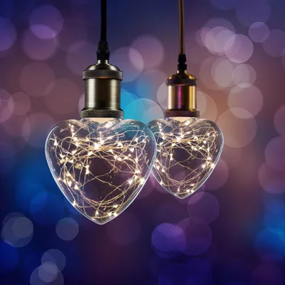 Produktbild von 2 x XQ-lite LED Kupferkabel Herz Form H128 Starry 1,5W E27 klar warmweiß 2700K