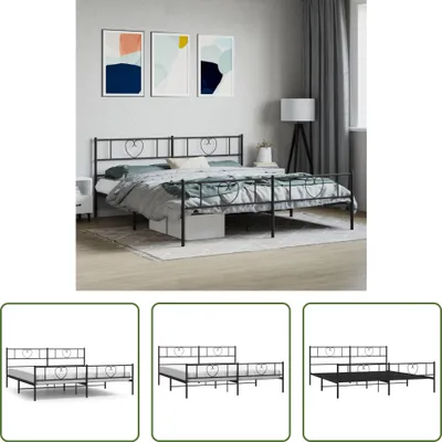 Produktbild von The Living Store Bettgestell mit Kopf- und Fußteil Metall Schwarz 200x200 cm