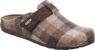 Produktbild von Rohde Herren Pantoffel Filz kariert Memoryfußbett aus Leder Rodigo-H 6745, Größe:42 EU, Farbe:Braun