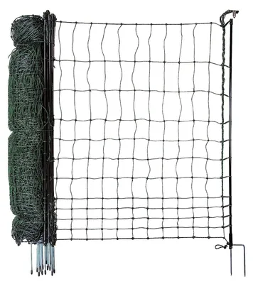 Imagen del producto de Kippenhek de fibra de vidrio - Valla móvil para aves - Jaula para animales - Postes de fibra de vidrio resistentes - 25 metros de largo - Verde