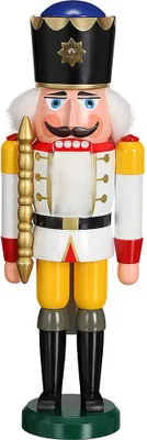 Produktbild von Seiffener Volkskunst - Nussknacker König Weiß - ca. 39 cm - traditionell - Handarbeit - 11201/3