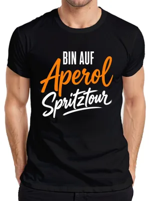 Obrázek produktu pro Tričko s potiskem "Aperol Spritz", ideální na letní party, pro dámy i pro pány, barva černá, velikost 3XL