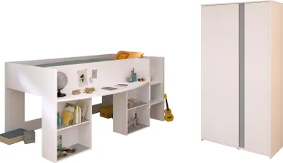 Produktbild von Parisot Pirouette 14 Hochbett 90x200 mit Kleiderschrank in Weiß