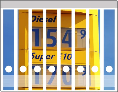 Produktbild von Wallario Ordnerrücken Sticker, selbstklebend für schmale Ordner, 8 Stück, Motiv Benzinpreistafel
