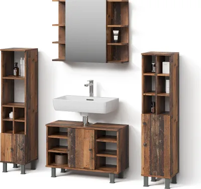 Produktbild von Badmöbel-Set Livinity Fucino Eiche rustikal 4 Teile, mit Midischränke, Model 52644
