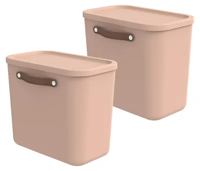Produktbild von Rotho Aufbewahrungsbox 2er-Set 25L Maloja - Kunststoffbox 40 x 23,5 x 34 cm - Box mit Deckel - Stapelbox sicher verschließbar - Plastikbox