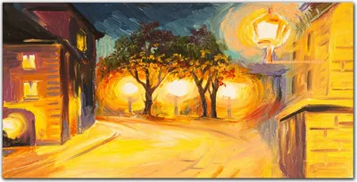 Produktbild von Coloray Bild aus Leinwand 140x70 Leinwand Dekoration - Stadt Nachtlichter Baum