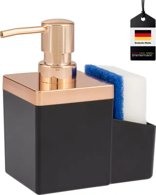 Produktbild von bremermann Spülbecken-Organizer | Spülmittelspender, Schwamm | schwarz-rosegold