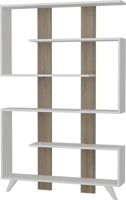 Produktbild von Bücherregal Rain mit 5 Regalablagen in Weiß mit Walnuss Holzoptik, viel Stauraum, 3909
